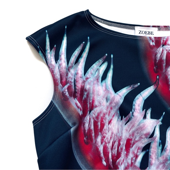 Oceania Nudibranch black and red printed asymmetric dress - Picture 6 of 7